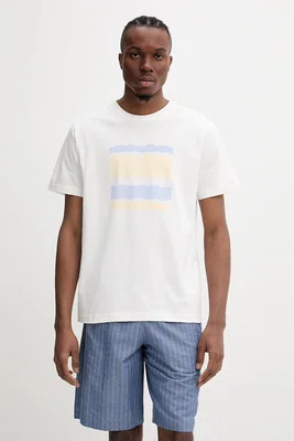 Bavlněné tričko A.P.C. t-shirt malone pánské, bílá barva, s potiskem, COGCK.M26506