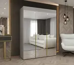 Šatní skříň Abi Alicante 3 Rozměry: 150 cm, Pásky / úchyty: Zlatý, Barva korpusu + barva dveří: Kašmír + zrcadlo