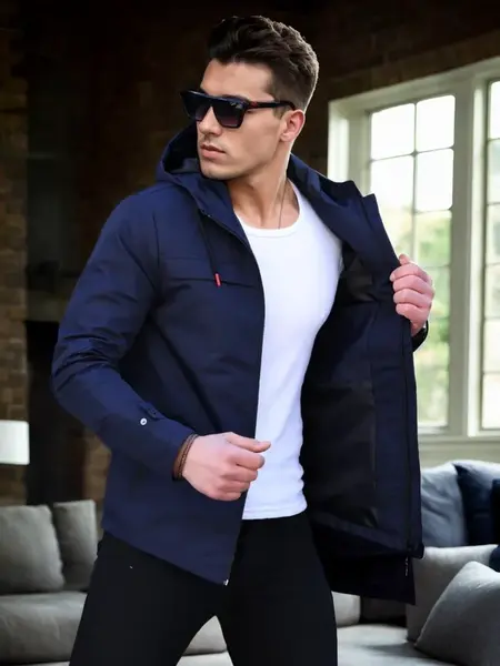 86622 Dewberry Hooded Mens Seasonal Jacket-NAVY BLUE
