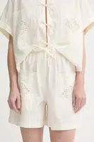 Bavlněné šortky Sessun dámské, béžová barva, high waist, 25206002