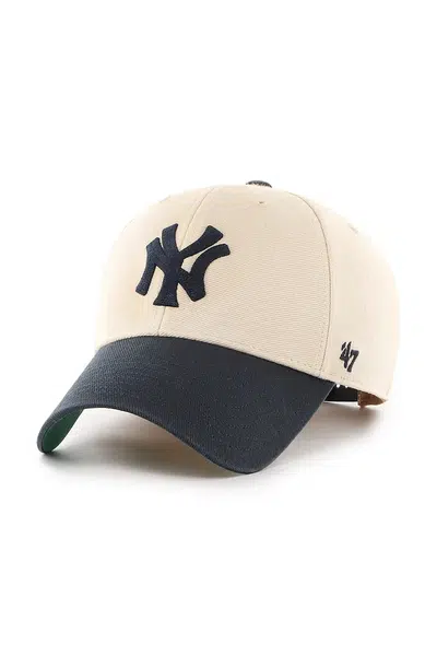 Bavlněná baseballová čepice 47 brand MLB New York Yankees bílá barva, s aplikací, B-FIRFD17HTP-SS
