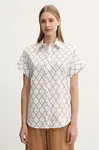 Bavlněná košile Max Mara Beachwear dámská, bílá barva, regular, s klasickým límcem, 2516111029600