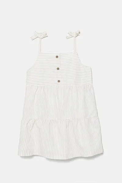 Dětské lněné šaty United Colors of Benetton béžová barva, mini, 4Q1NGV025