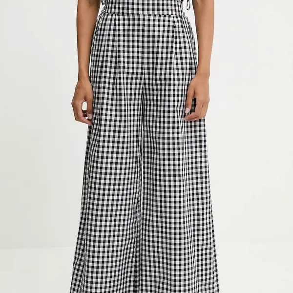 Bavlněné kalhoty Answear.LAB dámské, černá barva, široké, high waist