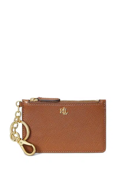 Kožená peněženka Lauren Ralph Lauren dámská, hnědá barva, 432966789