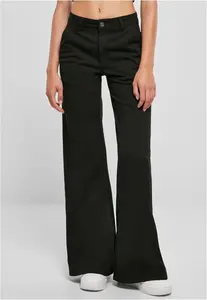Women's high-waisted Chino trousers with wide legs in black
