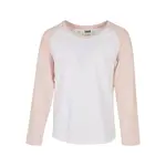 Girls' contrasting raglan long sleeves white/pink