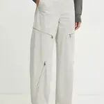 Bavlněné kalhoty Pinko dámské, šedá barva, široké, high waist, 104981 A2EC