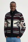 Svetr s příměsí vlny Superdry pánský, tmavomodrá barva, M6110591A-4BL