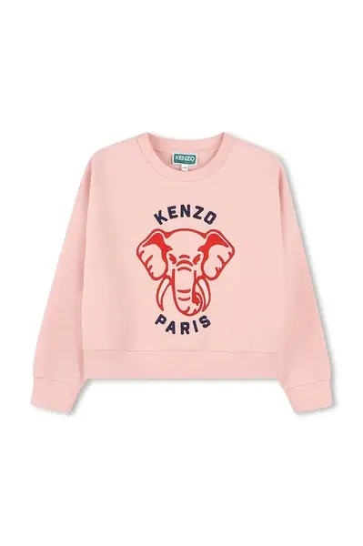 Dětská bavlněná mikina Kenzo Kids oranžová barva, s potiskem, K61048