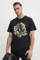 Bavlněné tričko Versace Jeans Couture černá barva, s potiskem, 78GAHC01 CJ01C