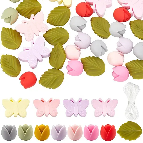 Food Grade Eco-Friendly Silicone Butterfly & Flower Bracelet Pendant Decoration Making Kit
