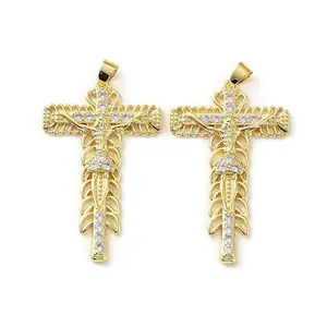 Brass Micro Pave Clear Cubic Zirconia Pendants