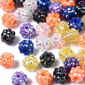 Chunky Resin Rhinestone Bubblegum Ball Beads