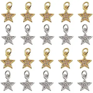 20Pcs Brass Micro Pave Cubic Zirconia Charms