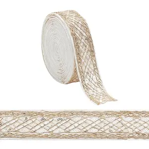 Rhombus Pattern Polyester Ribbon with Paillette