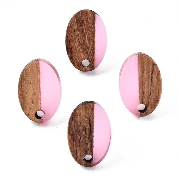 Resin & Walnut Wood Stud Earring Findings