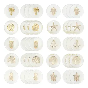 40Pcs 10 Style Natural Freshwater Shell Pendants