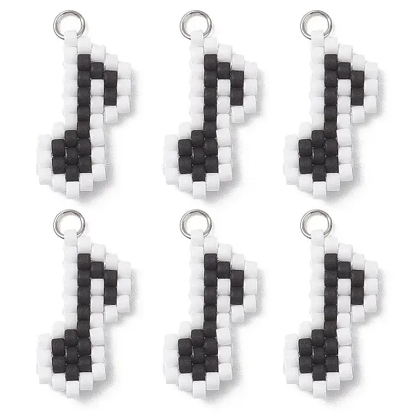 Glass Seed Beaded Musical Note Pendants