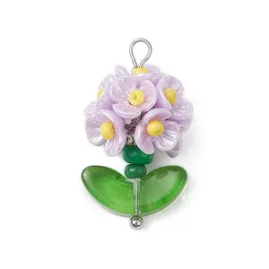 Glass Seed Beaded Flower Pendants