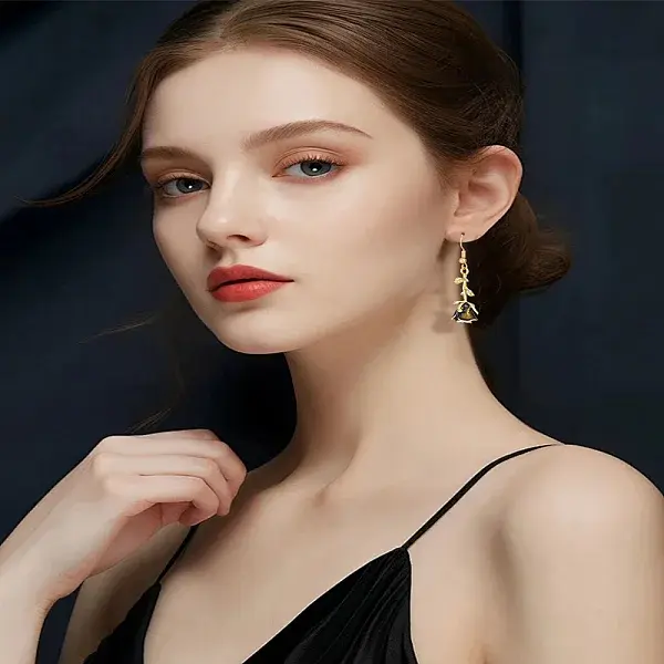 1 Pair Alloy Enamel Dangle Earrings