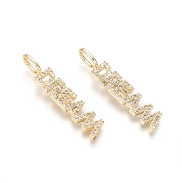 Brass Micro Pave Clear Cubic Zirconia Pendants