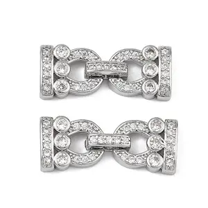 Brass Micro Pave Clear Cubic Zirconia Fold Over Clasps