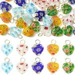 30Pcs Handmade Millefiori Glass Heart Pendants