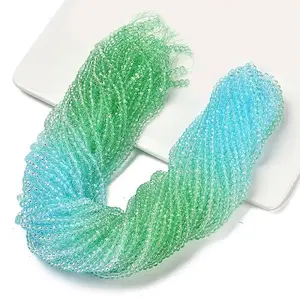 Transparent Painted Glass Beads Strands