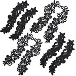 4 Pairs 2 Style Polyester & Nylon Embroidery Flower Lace Appliques