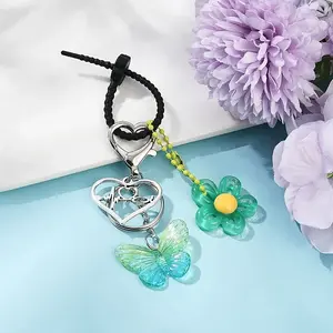 Acrylic Butterfly & Resin Flower Pendant Keychains