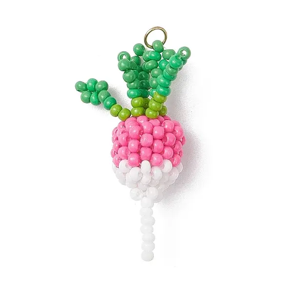 Glass Seed Beaded Radish Pendants