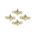 Brass Pave Glass Rhombus Links Connector Charms