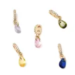 Brass 2-Loop Oval Spacer Bars with Teardrop Cubic Zirconia Tassel
