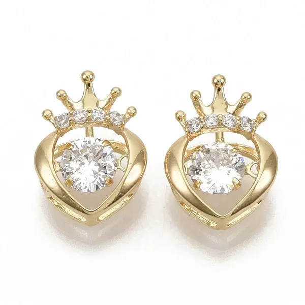 Brass Micro Pave Clear Cubic Zirconia Charms
