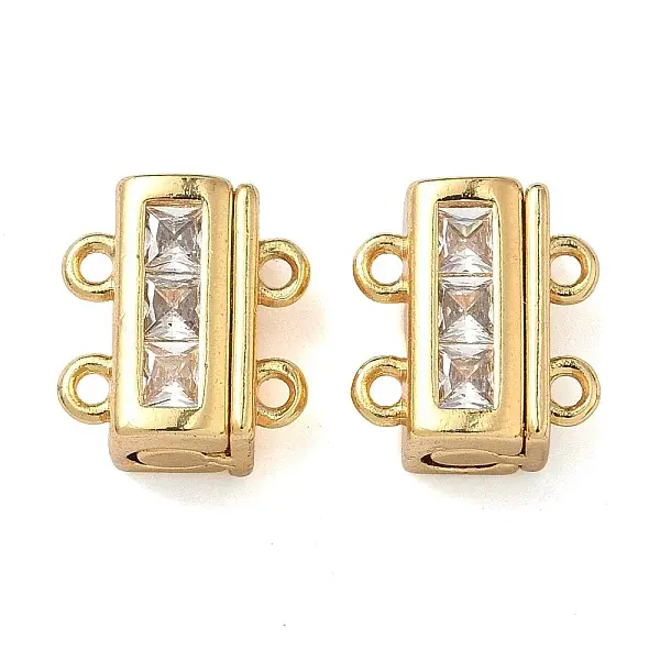 Brass Micro Pave Clear Cubic Zirconia Magnetic Clasps
