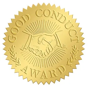 Plastic Self Adhesive Gold Foil Embossed Stickers