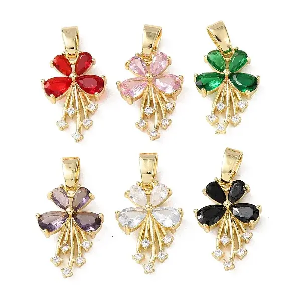 Brass Micro Pave Cubic Zirconia Pendants