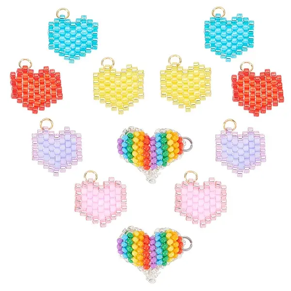 12Pcs 6 Styles Seed Beads Beaded Charms