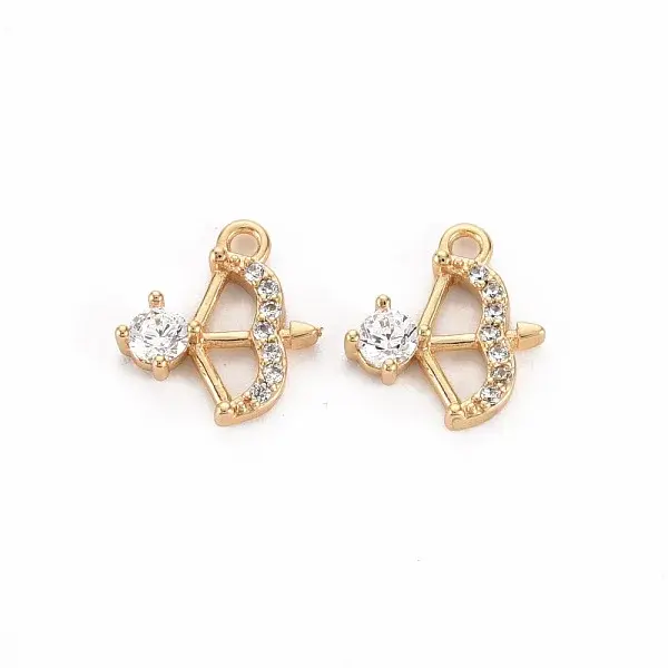 Brass Micro Pave Clear Cubic Zirconia Charms