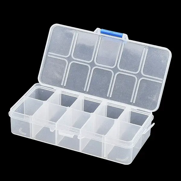 (Defective Closeout Sale: Scratched) 10-Grid Transparent Organizer Storage Plastic Boxes