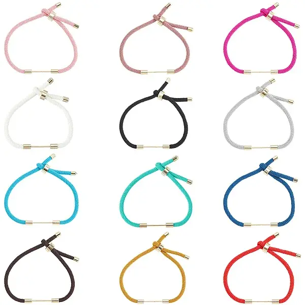 12Pcs 12 Colors Braided Nylon Cord Bracelet Making