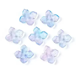 Baking Painted Transparent Glass Bead Caps