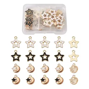 40Pcs 4 Styles Alloy Enamel Pendants