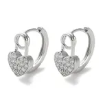 Brass Micro Pave Clear Cubic Zirconia Hoop Earrings