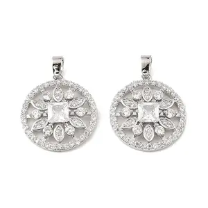 Brass & Clear Cubic Zirconia Pendants