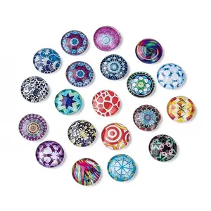 Printed Glass Flat Round Cabochons