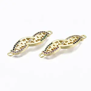 5Pcs Brass Micro Pave Colorful Cubic Zirconia Links Connectors