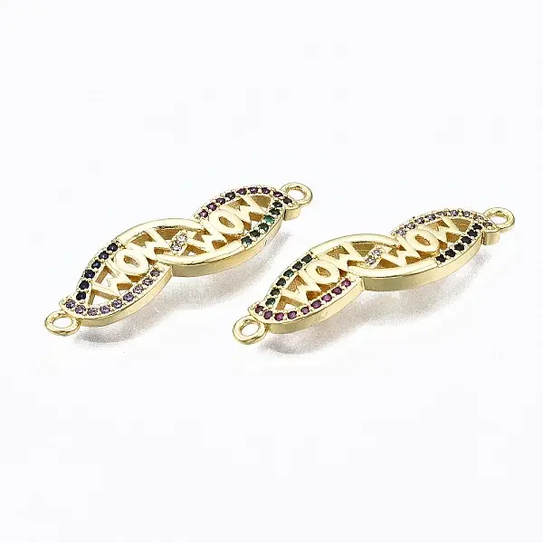5Pcs Brass Micro Pave Colorful Cubic Zirconia Links Connectors