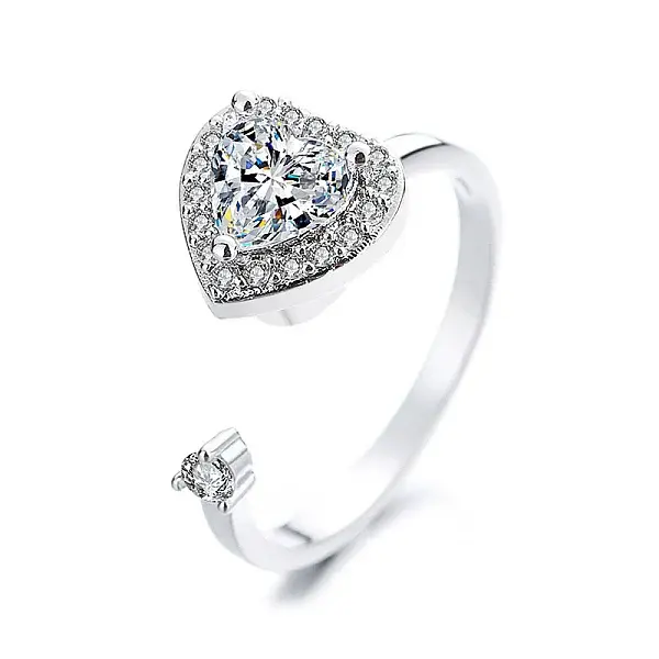 Cubic Zirconia Rotating Open Cuff Ring
